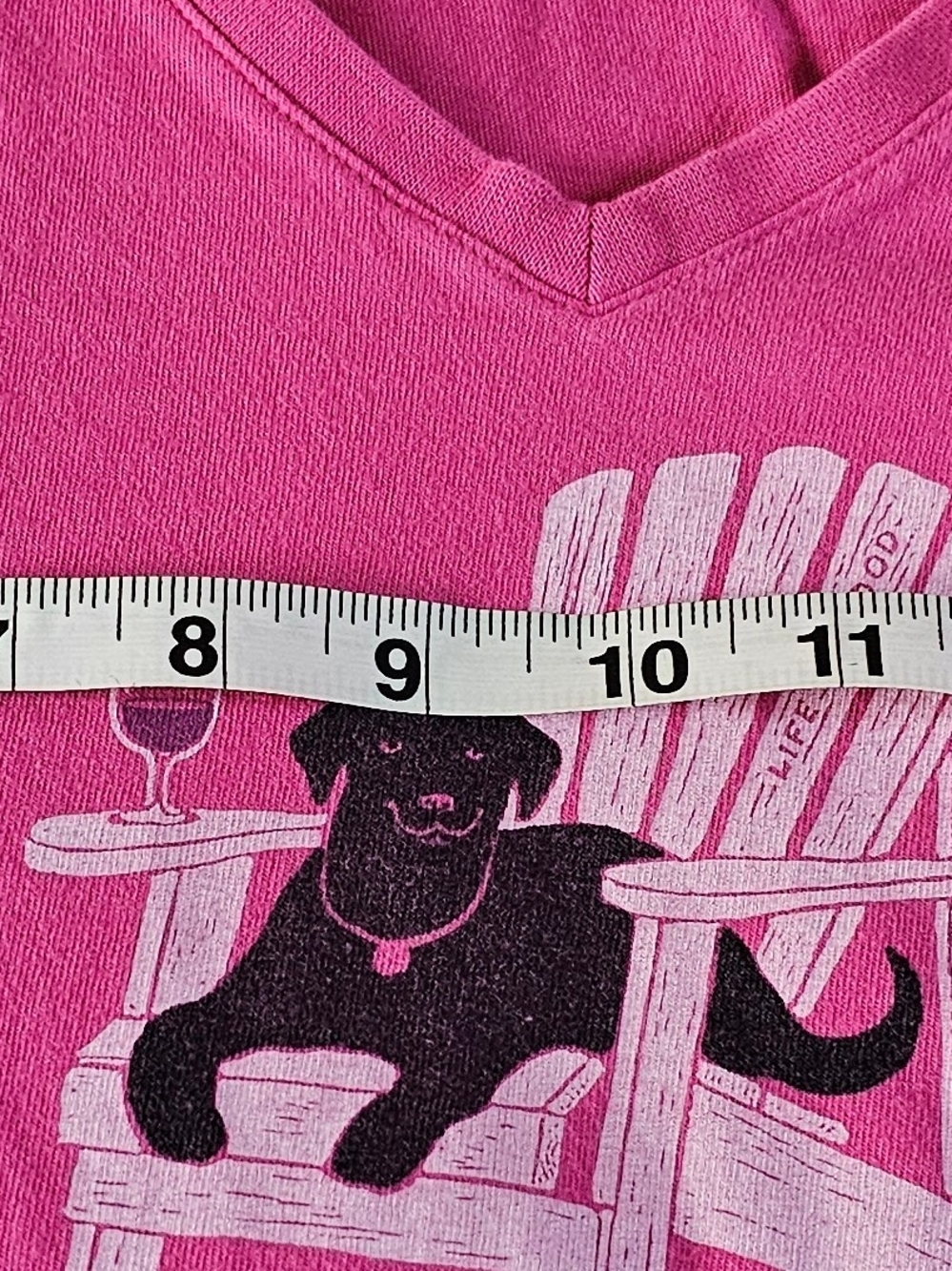 Life Is Good Pink 'Dog Days' Short Sleeve Tee with Black Dog Graphic - Picture 4 of 5